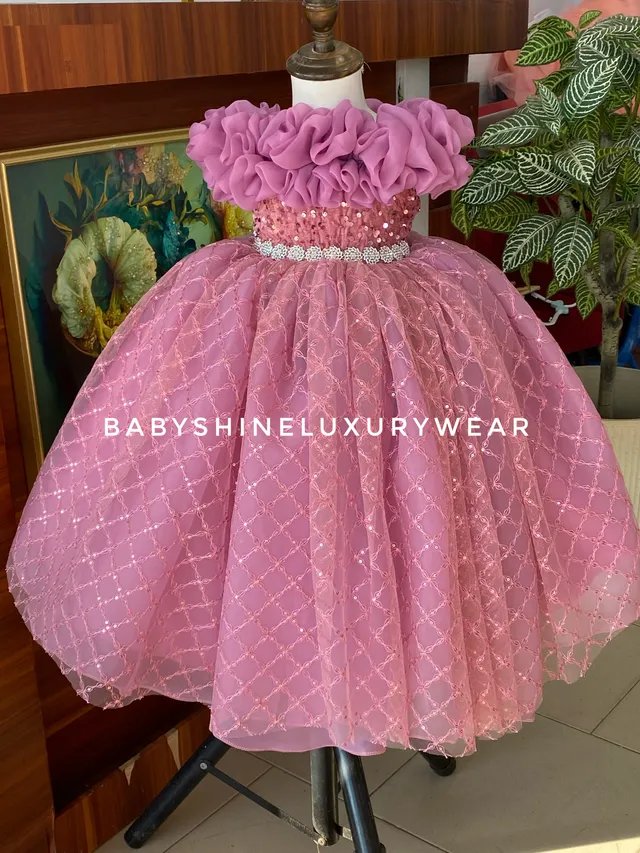 Onion pink panel ball gown
