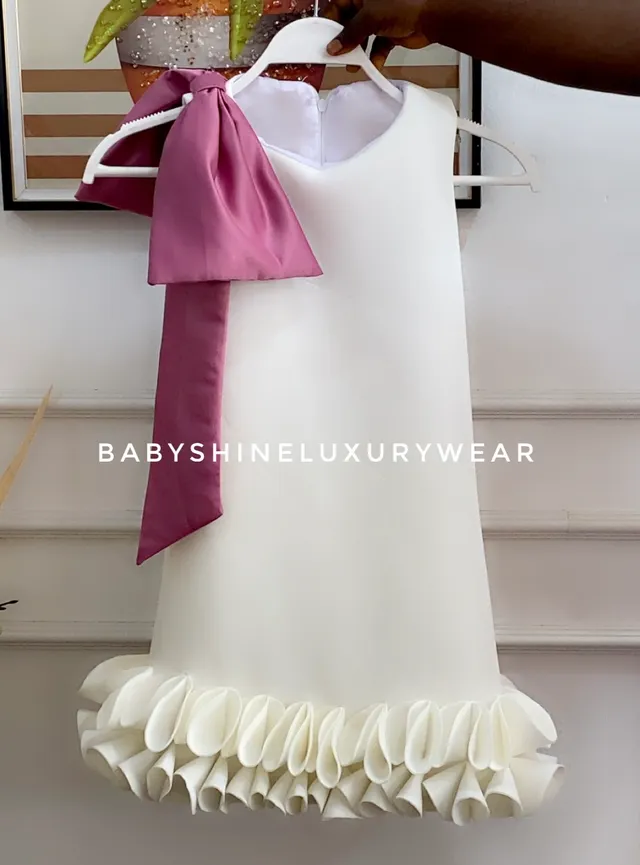 White - Onion  bow Dress