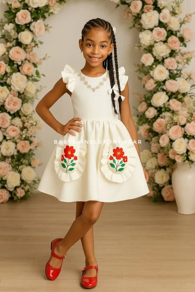 White Floral Pocket dress