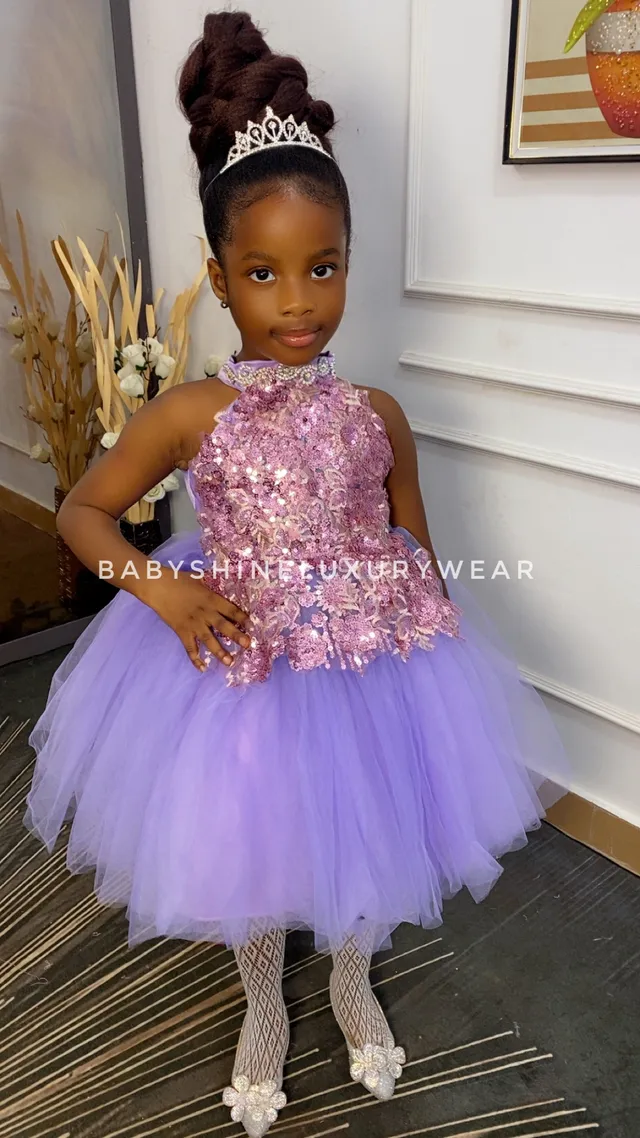 Purple Halter Flower Tutu Dress