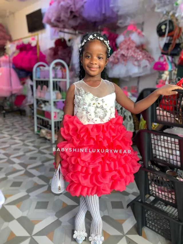 Hot pink Organdy Ruffle Dress