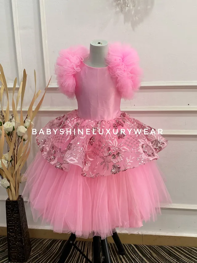 Pink ruffles sleeves Dress