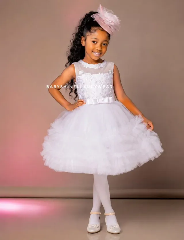White high neck dress