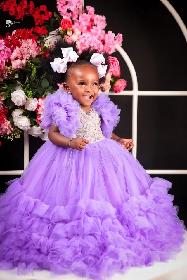 Purple half Ruffles Gown