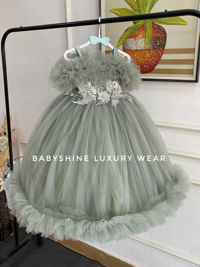 Army green lace gown