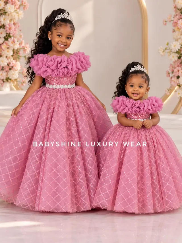 Onion pink panel ball gown
