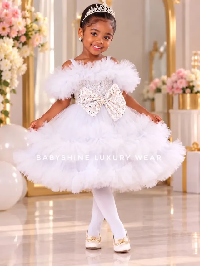 White party dress with bow